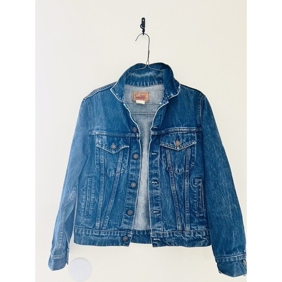 Vintage 80s GAP Pioneer Blue Denim Youth Sz 16 Womens XS Cotton Jean Jacket USA